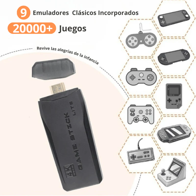 Consola GameStick 4K (+10.000 juegos de 9 consolas) + 2 mandos